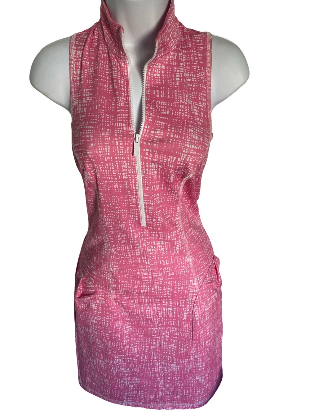 Kevan Hall Sleeveless Pink Textured Zip-Front Dress-XS